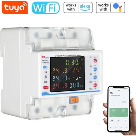 Tuya – disjoncteur Intelligent WiFi, protecteur de réenclenchement automatique, compteur de puissance 3P4W, Protection de commutateur de réenclenchement triphasé-Sans protection contre les fu (1/5)