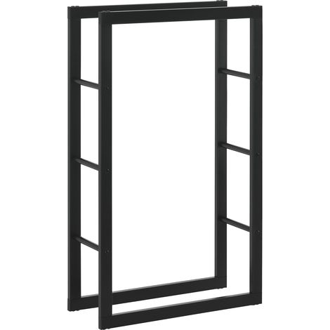 Portalegna per uso interno/esterno portalegna di design supporto per legna da ardere acciaio 60 x 25 x 100 cm nero 030006300