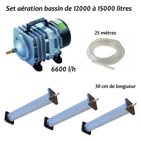 Set aération bassin de jardin 3 diffuseurs 30 cm de 12000 à 15000 litres (1/5)