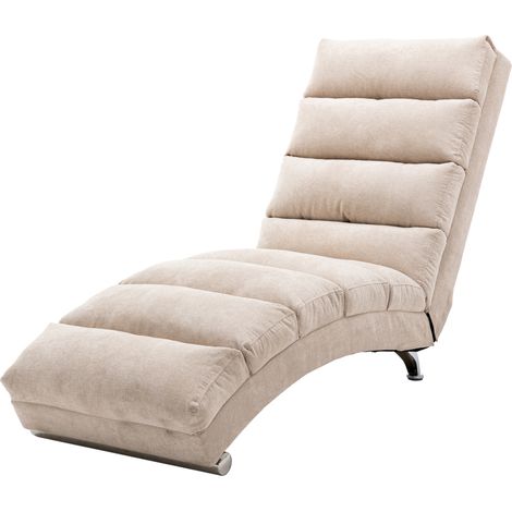 Moderne feste Chaiselongue aus beigem Leinen mit Vibrationsfunktion und Seitentasche (1/5)