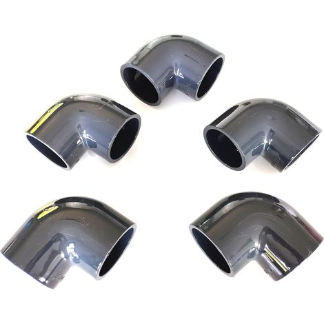 Lot de 5 Coudes PVC Pression 90 degrés  40mm intérieur FF PN16  Piscine évacuation et arrosage 40  mm Manchon (1/3)
