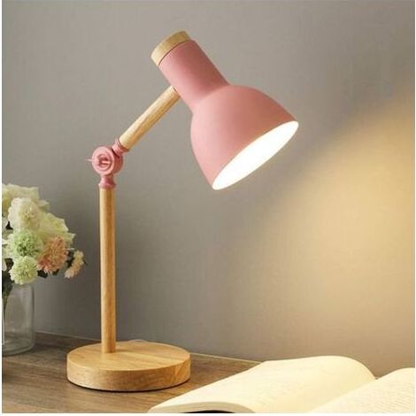 LaBlanc - Lampe de Table Nordique, Lampe de Chevet de Chambre, Lampe de Lecture de Protection des Yeux pour Enfants, Lampe de Bureau Réglable, LED E27 Veilleuse de salle d'étude (Rose) (1/5)