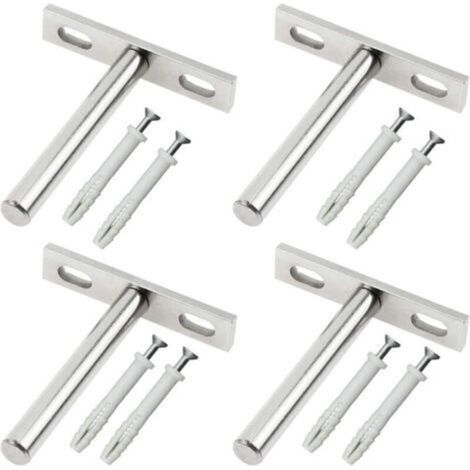 Étagère Flottante en Bois avec Supports Métalliques Cachés 79 mm – Lot de 4 Supports Muraux pour Étagères Sans Visibilité (1/5)