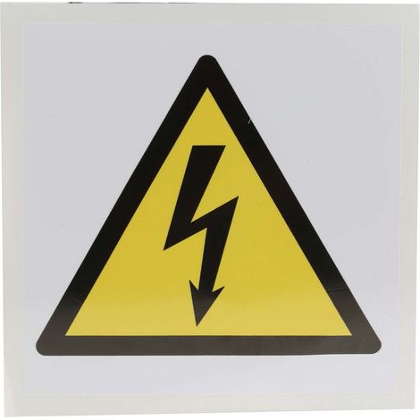 Rs Pro – Panneau de signalisation danger électricité auto-adhésif – Pictogramme noir/jaune – 100mm x 100mm – Pour chantiers humides (1/2)