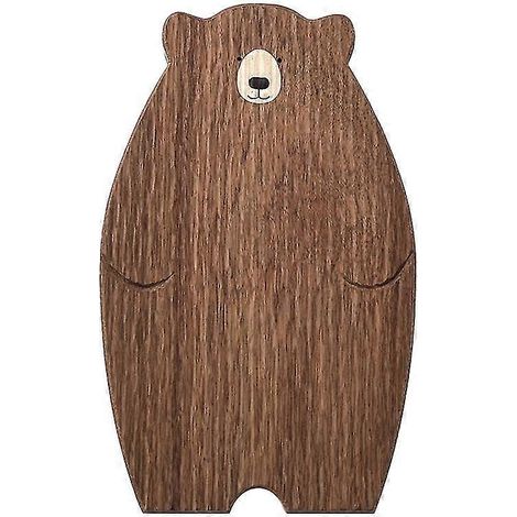 Planche à découper en bois, plateau à pain mignon en forme d'ours, noyer noir, marron (1/5)