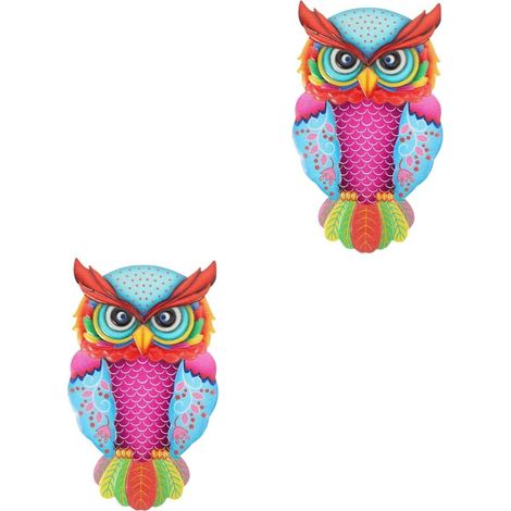 2pièces Décoration Murale Métal Forme De Hibou Sculpture Fer Pour Salon Jardin Et Balcon Adornement Artistique Pour Intérieur Et Extérieur (1/5)