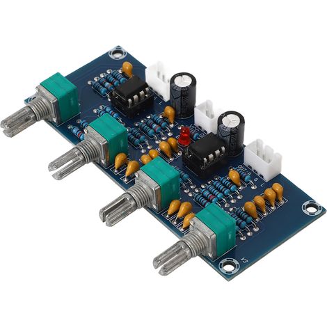 Carte de préamplification à deux canaux avec réglage des aigus, médiums et basses, puce double cœur NE5532, pour haut-parleurs, système audio et casque audio, alimentation CC 12-24 V. (1/5)