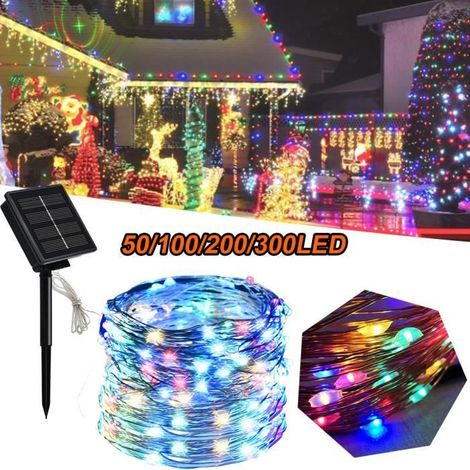 100 LED guirlande lumineuse solaire, 10 m, multicolore, étanche IP44, pour jardin et terrasse