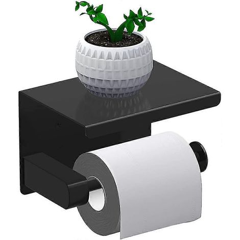 Porte-papier toilette distributeur de papier toilette sans perçage avec étagère en acier inoxydable SUS 304 adhésif. (1/5)