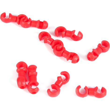 Lot de 10 guides de câble de frein et dérailleur pour vélo, clips style S rouges (1/5)