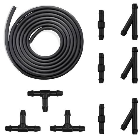 Kit de Tuyau Liquide Essuie Glace, 3M - Buse D'essuie-Glace Brouillard Lave-Linge Tuyau de Pulvérisation, avec raccord de tuyau 9 Pièces (1/4)