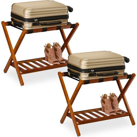 Soporte de madera para maletas, plegable, paquete de 2