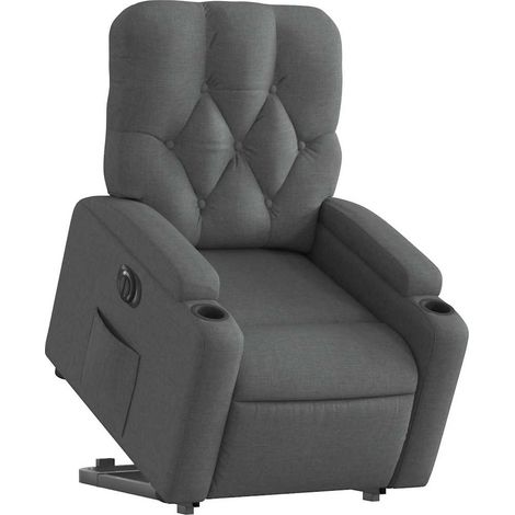 vidaXL Poltrona Alzapersona Reclinabile Elettrica Grigio Scuro Tessuto