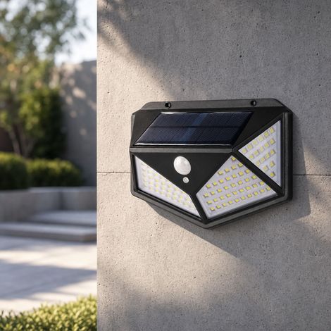 Applique Murale Solaire LED Extérieure, Étanche IP65, Détection de Mouvement 120°, 3 Modes d'Éclairage, Idéal pour Jardin et Cour (1/4)