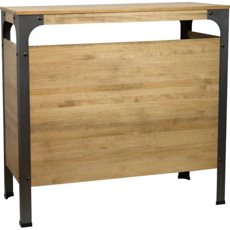 Mostrador Bristol 140x40x108cm en madera maciza de pino acabado vintage estilo industrial (1/5)