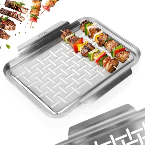 Placa para parrilla, bandeja, rejilla de acero perforado para asar, 29,5 cm (1/5)
