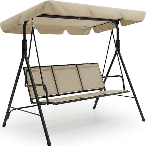 Columpio Balancin de 3 Plazas Beige. Muebles de Jardin y Terraza, 172cm, Beige (1/5)