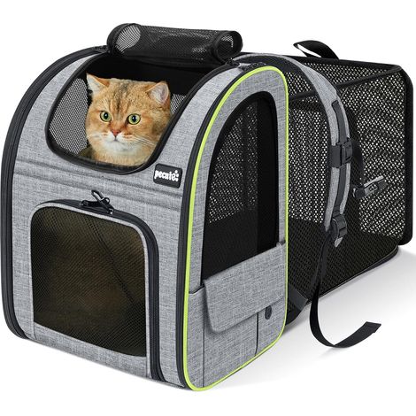 Sac a Dos Chat Extensible, Sac Transport Chat Respirant, Gris (1/5)