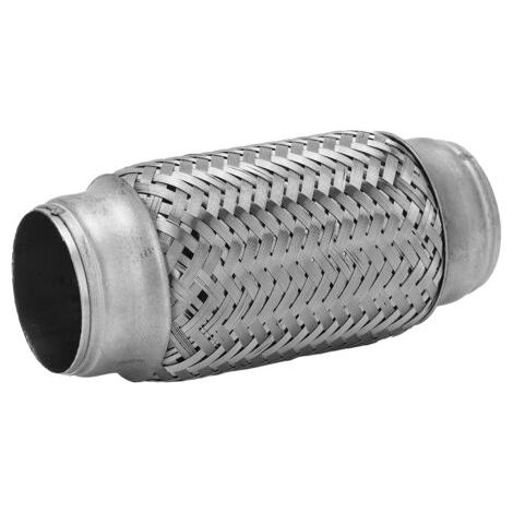 QORVA-Tuyau flexible d'échappement en acier inoxydable, Double tresse, 50x155mm, argent, pour voiture, camion, bus (1/5)