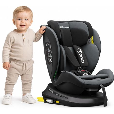 Siège auto I-SIZE 40-150 cm, pivotant à 360°, avec fixation Isofix, 0-36 KG (Noir) (1/5)