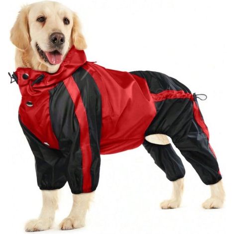 Cappotto/impermeabile per cani con cappuccio e collare, poncho antipioggia impermeabile, felpa antivento per cani di piccola, media e grande taglia, ultraleggero e (1/5)