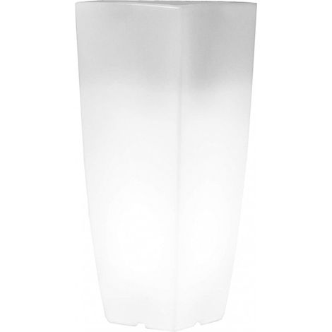 Vaso luminoso bianco in polipropilene 40x40xH90 cm con impianto luminoso risparmio energetico 20w
