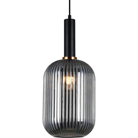 Lampe suspension Italux Antiola noire verre Ø20 E27 (1/2)