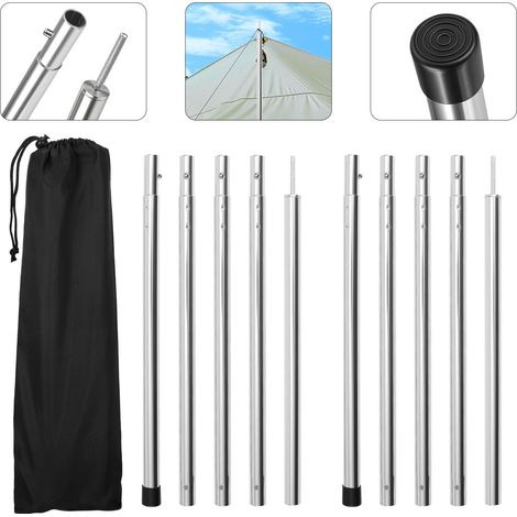 Randaco 4pcs Zeltstangen 2m Silber Tarpstange Sonnensegel Stange Alu Aufstellstangen