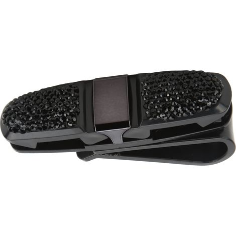 Clip pour lunettes de soleil avec strass en cristal, porte-cartes universel voiture, noir (1/5)