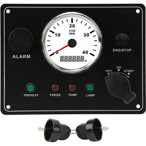 Tachymètre Marin, Moteurs Universels de Haute Précision ON OFF Tableau de Bord de Bateau Multifonction pour Machines Agricoles pour Camping-car (24V). (1/4)