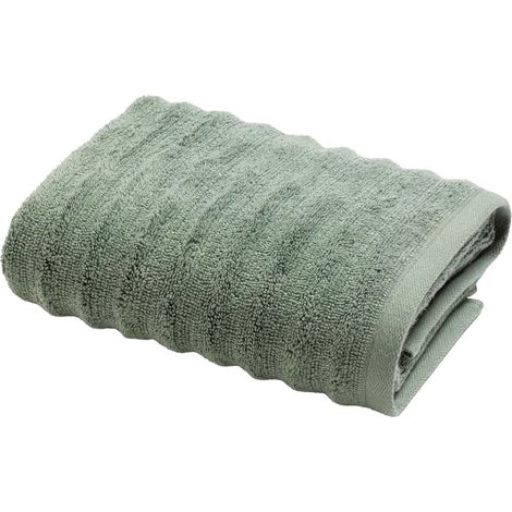 Serviette de douche 100% Coton 500g/m² – Douce, Absorbante et Résistante – Effet Vague – MAYA – Certifiée Oeko-TEX - 50 x 90 cm - Sauge (1/5)