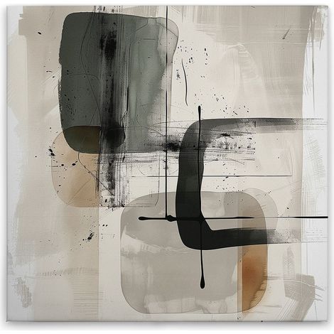 Leinwandbild Abstrakte Kunst Modern M1-No.52147 - Kunstdruck auf Leinwand in Beige Grau - Wandbild 40 x 40 cm