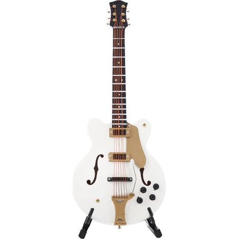 Réplique miniature de guitare électrique blanche de 18 cm avec boîte, modèle d'instrument, décoration, cadeau de Noël (1/5)