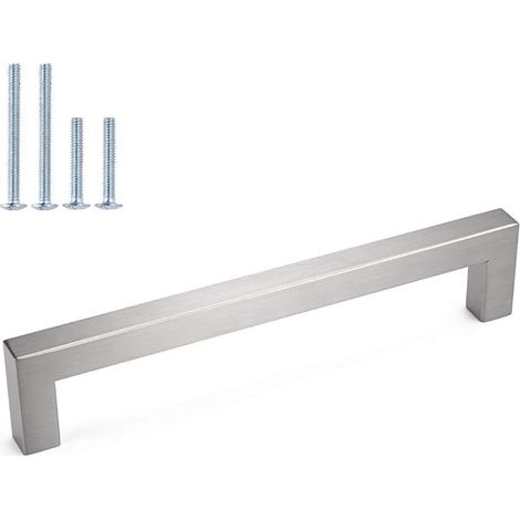 LONTAN Lot de 5 Poignee de Meuble Cuisine Argenté Poignée Meuble Entraxe 320mm Poignee Porte Cuisine, Poignées de Tiroir moderne Poignée Placard en Acier Inoxydable (1/5)