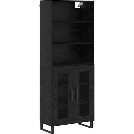 Maison Exclusive - Aparador alto 2 pcs Roble Negro Madera de inge