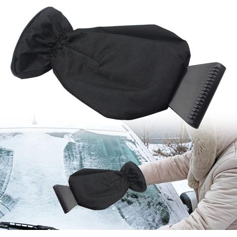 Grattoir Vitre Voiture avec Gant, Grattoir à Glace avec Gant Raclette Pare Brise, Glace Gratte Glace Voiture Professionnel, Noir (1/3)