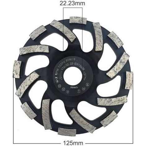 Disque Poncage Beton, Disque Diamant Abrasif 125mm de Meulage pour Poncer Béton, Pierre, Granit, Marbre (1/5)