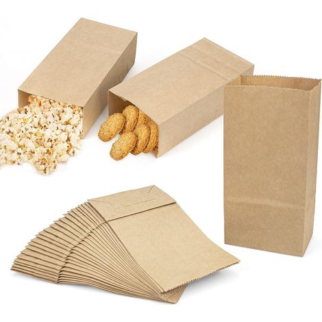 Lot de 100 sacs cadeaux en papier kraft épais, format n°2, 17 × 9 × 5 cm (1/5)