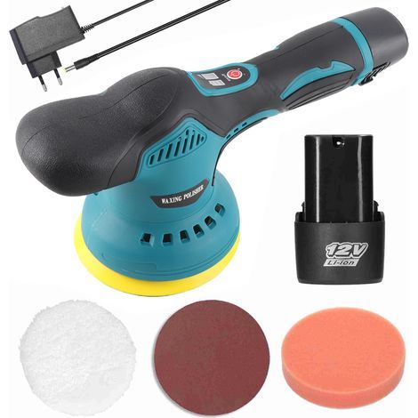 Mini polisher, compressed air polisher, 125mm random orbital sander with polishing sponge, polishing sandpaper, wool cover, suitable for cars, furniture (1/5)