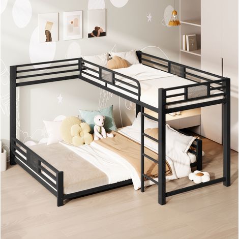 Letto a Castello 90x200/140x200 cm con Struttura in Metallo Nero (1/5)