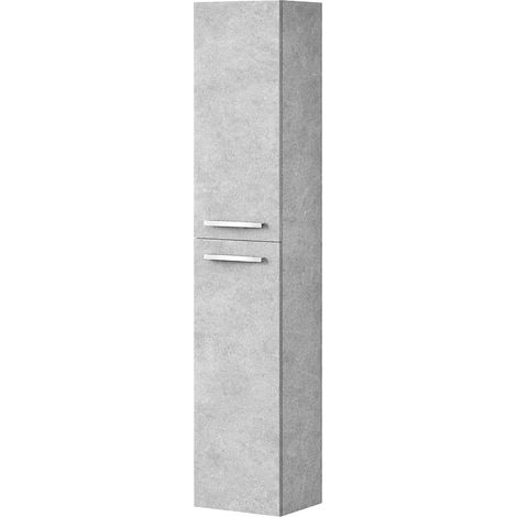 Mobile Alto Da Bagno Sospeso Con 2 Ante E 3 Mensole Interne Colonna Moderna Sospesa Salvaspazio In Melaminico Con Chiusura Assistita Design Industriale Lavanderia Ingresso 150 x 30 x 25 Cm Grigio Ceme