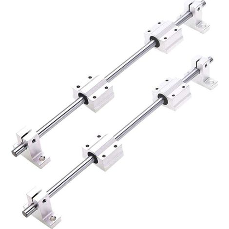 2 x 500 mm arbre linéaire Ø 8 mm Guide linéaire horizontal roulement à billes + 4 x supports SK8 + 4 x blocs de roulement SCS8UU (1/4)