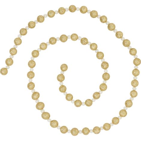 Guirlande de Noël Boules Dorées pailletées et Perles nacrées L 180 cm - Atmosphera (1/3)