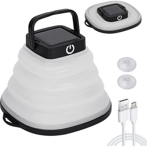 Lanterne de camping solaire LED pliable, lampe torche avec 3 modes d'intensité lumineuse. (1/5)