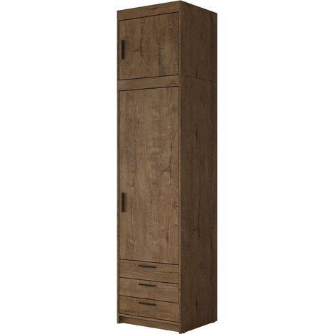 Estantería Novduni 111, Roble de lefkada, Con puertas, Cerrable, Con cajones, Aglomerado laminado, Número de puertas: 0, Número de cajones: 0, 246x60x53cm