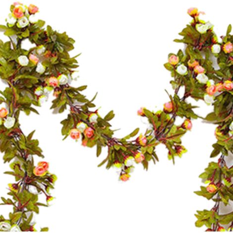 Simulation de roses artificielles, liane plastique pour cacher climatiseur, décoration de plafond, plante grimpante 42 têtes, couleur champagne (1 pièce) (1/3)