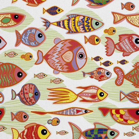 Telas decorativas para exteriores Oxford - Motivo de peces pintados (1/5)