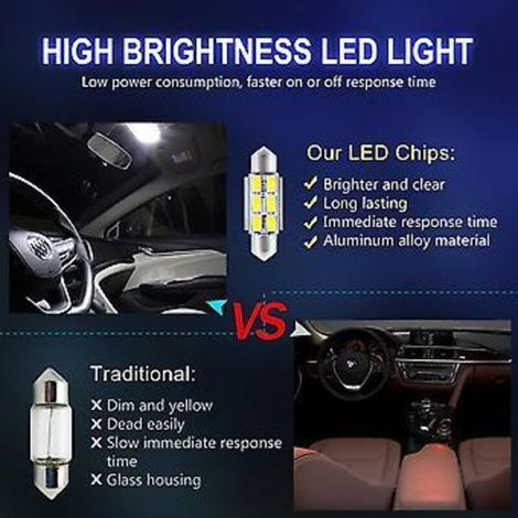 4 ampoules LED SMD 5630 de 36 mm, type dôme, type navette, C5W, 12 V CC, blanches, pour voiture