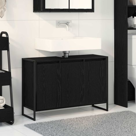 vidaXL  Bathroom Cabinet  Black Oak 90 x 30 x 60 cm Engineered Wood