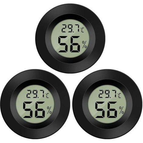 3-Pack Hygromètre Thermomètre Numérique LCD Moniteur Humidimètre Jauge pour Humidificateurs Déshumidificateurs Serre Sous-Sol Babyroom (1/4)